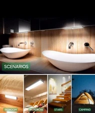 Wireless LED PIR Motion Sensor Light USB Rechargeable Strip Cabinet Closet Lamp