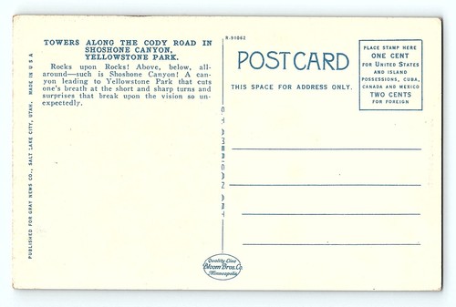 C.1920 Northern Pacific Railroad Yellowstone Park Postal Torres Along Cody Rd - Imagen 3 de 3