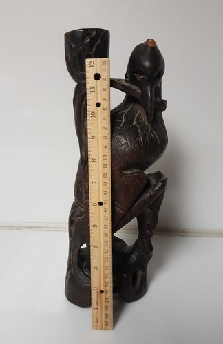 Antique Chinese Asian Hand Carved Wood Bird indonesian crane  - Picture 4 of 7
