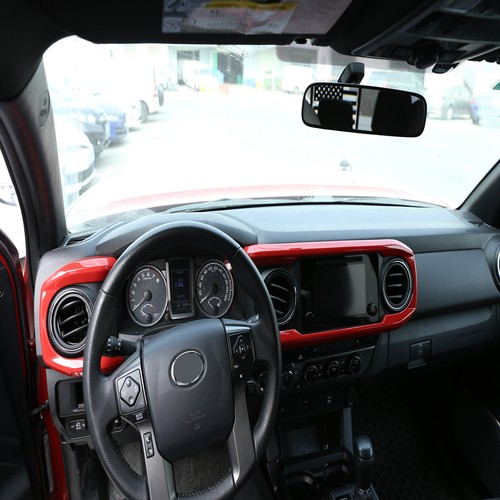 2PCS Red Central Console Dashboard Panel Cover Trim For Toyota Tacoma 2016-2020 - Picture 5 of 8