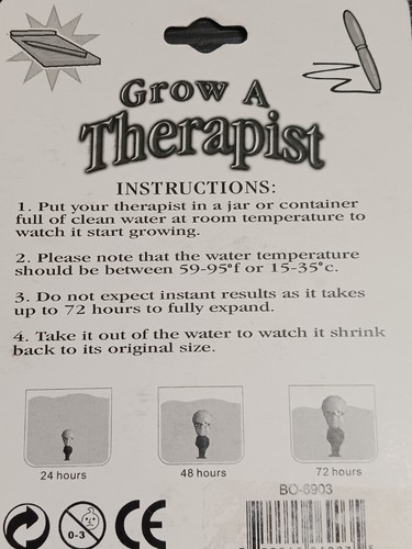 Gag Gift Grow a Therapist Toy Just Add Water. He Will Never Judge You! New in Pk - Picture 7 of 11