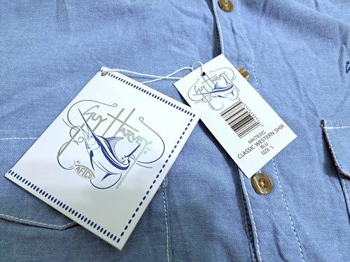 Guy Harvey Mens Large Classic Western Save Our Seas Marlin Roll Up Sleeve Shirt - Picture 6 of 13
