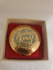 Vintage Baby's First Curl,Blue,Boy. Gold Tone Metal Box. Made In U.S.A