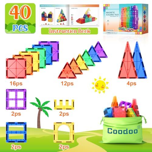 Magnetic Tiles Kids Toys STEM Magnet Toys for Toddler Magnetic Blocks Building - Picture 3 of 7