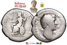 Ancient Roman Empire Coin Silver Denarius Hadrian 117 - 138 AD Authentic #31197