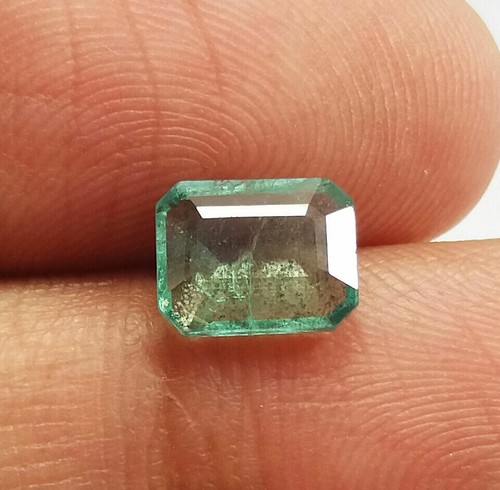 1.48 Ct Natural Emerald Full Luster Green Loose Emerald Cut Top Quality Zambian - Picture 1 of 12