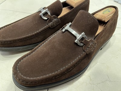 Ferragamo Mens Brown Suede Loafers Size 10.5 EE. Excellent  display picture 1