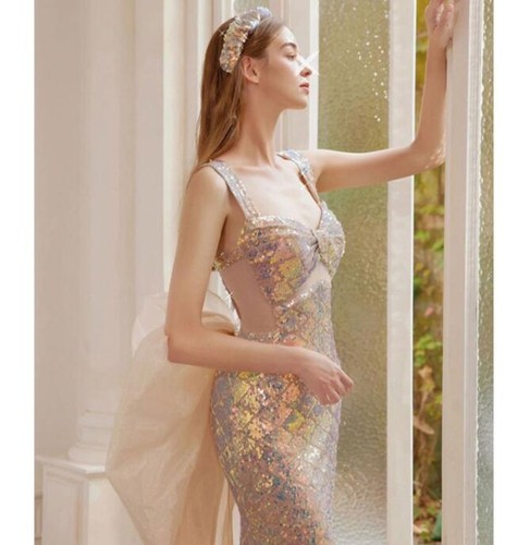 Hübsche Damenfliege offener Rücken Meerjungfrau Abendkleid Cocktail Abschlussball 8079 - Bild 2 von 8