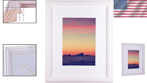 Wiltshire 236 Traditional Hardwood Picture Frame with White Mat - 18x24 & 22x28 - Picture 2 of 9
