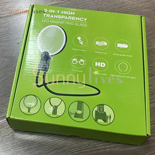 3X Large Magnifying Glass With Light Led Lamp Giant Magnifier Reading Hands Free - Picture 15 of 17