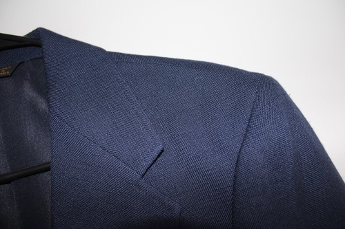 VINTAGE NAVY-BLUE FARAH GOLD METAL BUTTON BLAZER JACKET sz 42S sport coat 40S - Picture 2 of 5