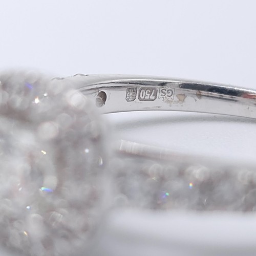 18ct White Gold 1ct Natural Diamond Princess Halo Ladies Engagment Ring Size L - Picture 7 of 8