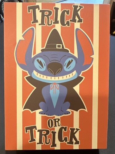 NEW DISNEY LILO AND STITCH HALLOWEEN TRICK OR TRICK WOODEN WALL ART BLOCK - Picture 5 of 5