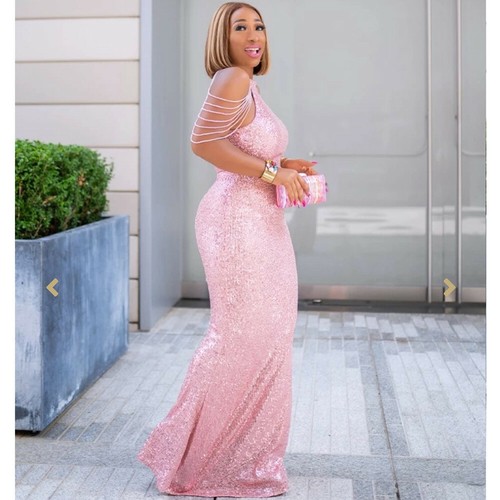 Sequin Pearl Maxi Evening Dress Party Bridesmaid PromFishtail Mermaid Bodycon - Bild 7 von 24