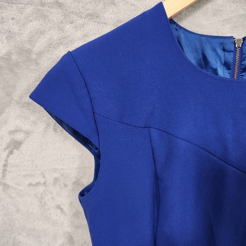 Cue City WOMENS DRESS BLUE CUP SLEEVE Mini Sheath Dress Sze 12 POLYESTER STRETCH - Picture 6 of 15