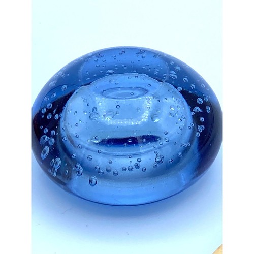 Blue Art Glas kontrollierte Blase Briefbeschwerer Teelicht Kerzenhalter schwerer Botto - Bild 2 von 6