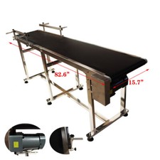 Double Guardrails 82.6" Length Stainless Industry PVC Belt Conveyor 15.7"W 110V 