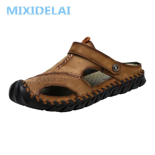 Genuine Leather Men Sandals Half Drag Beach Slippers Handmade Casual Sneakers - Picture 10 of 24