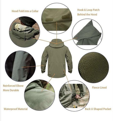 Waterproof Mens Tactical Jacket Soft Shell Coat Army Military Jacket Windbreaker - Picture 9 of 58