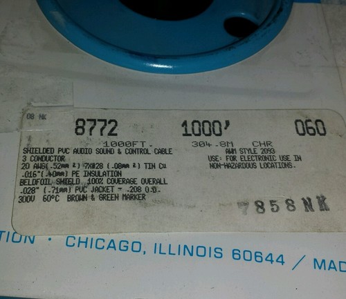 ( 50 FT ) Belden 8772-060 20awg Control Cable Wire 20/3 Tinned Copper 300V - Picture 6 of 7