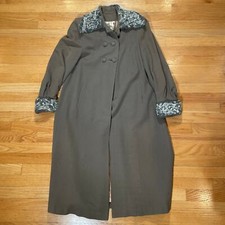 Vintage 50s Gray Fur Accented Wool Overcoat