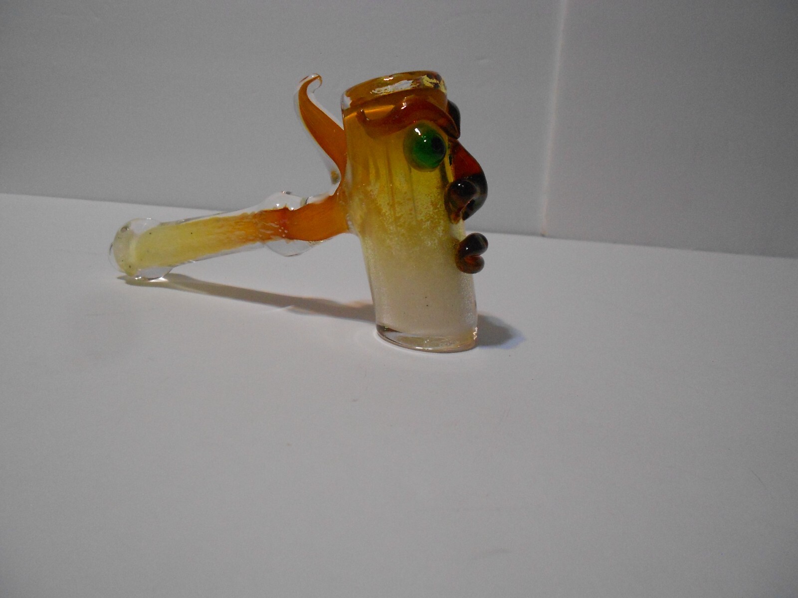 NEW-MULTI COLOR FACE-HAMMER STYLE TOBACCO PIPE~HEAVY GLASS-APPROX. 6 INCHES LONG