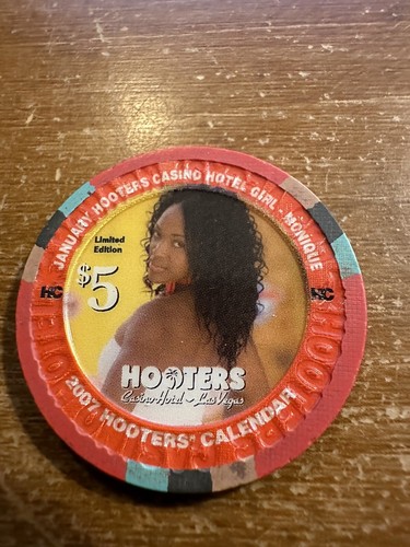 Hooters Las Vegas $5 casino chip January 2007 Calendar Girl Monique