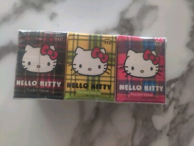 Hello Tissue Hello Kitty Facial Pocket Tissue 6 Packs (10-3ply Tissues Yellow, Pink ...