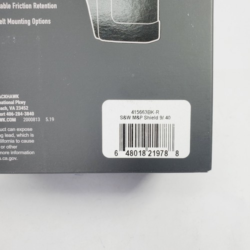 Blackhawk Sportster CQC For S&W M&P Shield Right 2.0 3.1" PLUS Paddle OWB black - Picture 6 of 6