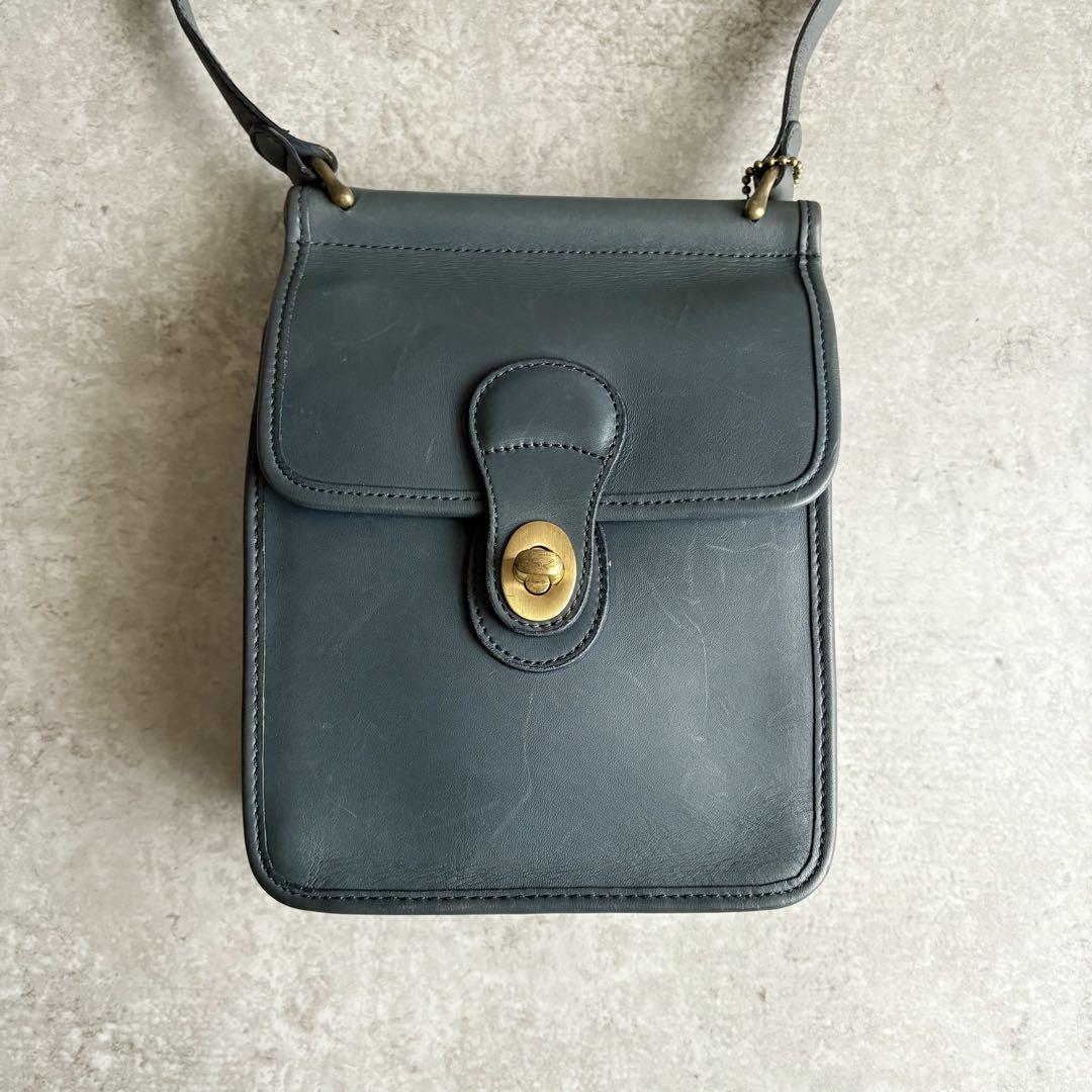 Vintage Coach 801-07 Shoulder Bag Turnlock Leather Green