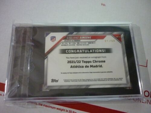 Giuliano Simeone 2021-22 Topps Chrome Atletico De Madrid Team Set RC AUTO 21/50 - Picture 3 of 4