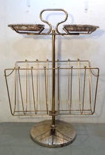 Mid Century Mod Smoking Stand/Magazine Rack W Ceramic Ashtrays Deena Products