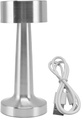 Lampada da Tavolo LED Touch Ricaricabile USB Argento Senza Fili Arredamento Bar - Foto 6 di 7