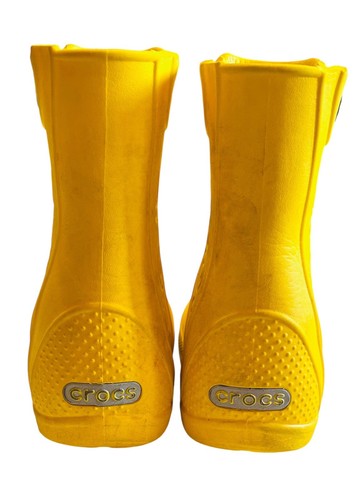 Crocs Child's Youth Yellow Rainboots Sz 9 Rubber MidCalf Pull On Damaged Stained - Picture 17 of 23