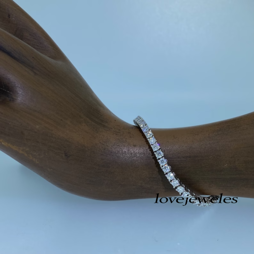 Lab-Created 8CT Round Cut Diamond 925 Sterling Silver Tennis Bracelet - Picture 3 of 5