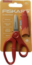 Fiskars Pointed-tip Kids Scissors 5 in. with Sheath Eraser Red Safety Blades