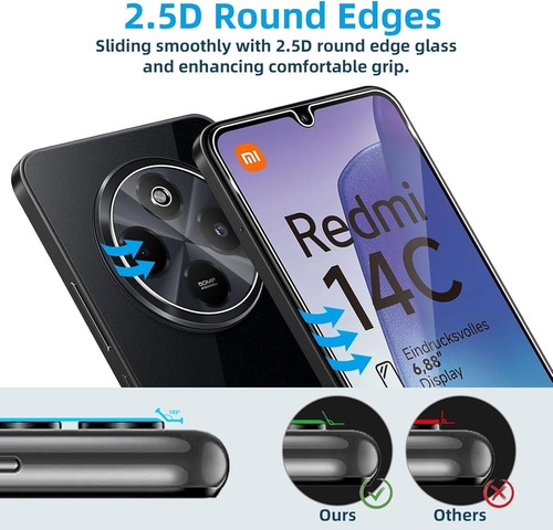 Per Xiaomi Redmi 14C Vetro Temperato Protezione Schermo + Pellicola Protezione Fotocamera - Foto 3 di 6