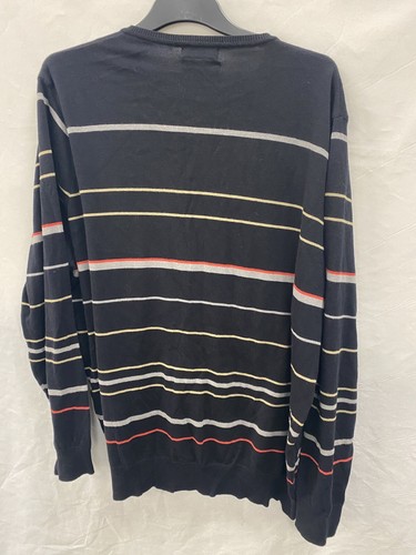 M&S Autograph Navy Blue Striped Neck Jumper Size XL - Picture 2 of 5