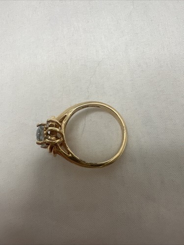 Sterling 925 Simulated Lt Blue Topaz Oval Cut Ring Sz 8 Yellow Gold Tone Read - Picture 8 of 16