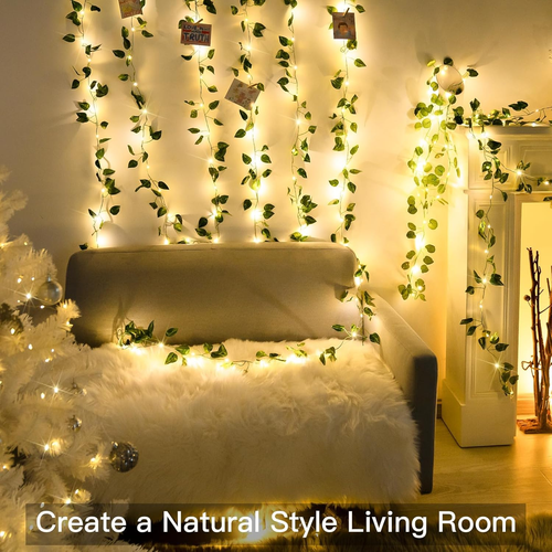 Vine with Fairy Lights Battery Operated, 33Ft100 LED Pothos String Lights with R - Picture 6 of 12