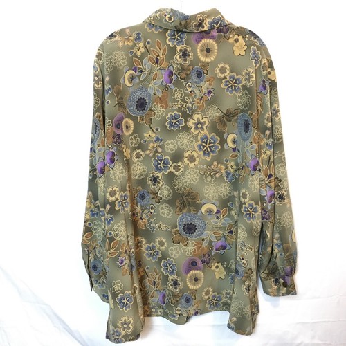 Vintage Maggie Sweet Shadow Floral Green Multicolor Blouse Shirt Size 2X Garden - Picture 16 of 17