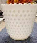 Vintage Fire-King Hobnail Vase Oven Ware Dish Milk Glass Planter Anchor Hocking