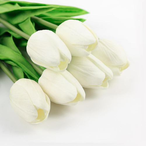 10Pcs White Tulips Artificial Flowers Faux Silk Tulip Real Touch Tulip Fake Flow - Picture 6 of 12