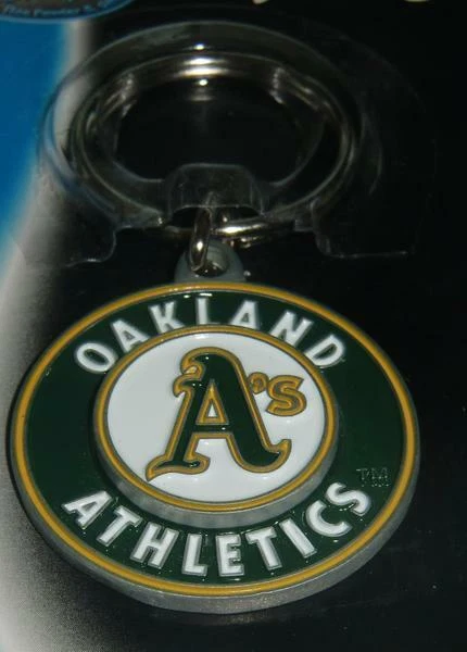Oakland Athletics A's 3-D Metal Key Chain MLB Licensed Baseball - Round - Image 2 of 3
