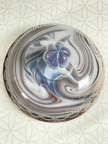 Ancienne Bonbonnière tripode dans le gout de Portieux - Marbré opaline de foire - Picture 2 of 5