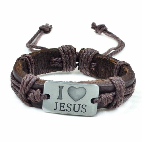 I LOVE JESUS CHOCOLATE BROWN LEATHER BRACELET - Bild 1 von 2