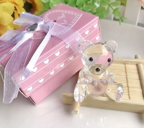 CRYSTAL CUT GLASS Teddy Bear FIGURINE SWAROVSKI STYLE Unsigned 10cm tall - Picture 2 of 3