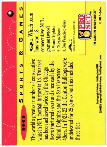 1992 Pro Set $# 90 Bears on a Roll - Picture 2 of 2