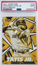 2021 Topps Fire Fernando Tatis Jr. Gold Minted SP Card #147 PSA 9 🔥