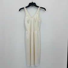 Vtg Warner's Perfect Measure Full Slip Chemise Fitted 34 Cream Nylon Stretch USA